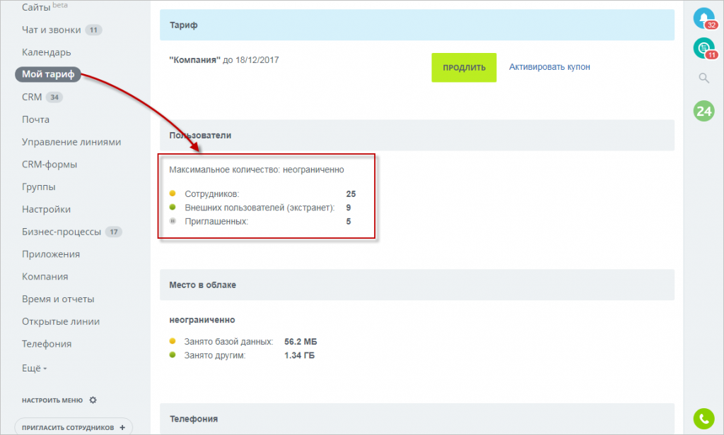 Мой тариф в Битрикс24
